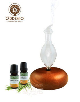 原木負離子精油擴香儀(曲線玻璃瓶身)+10ml純精油2瓶